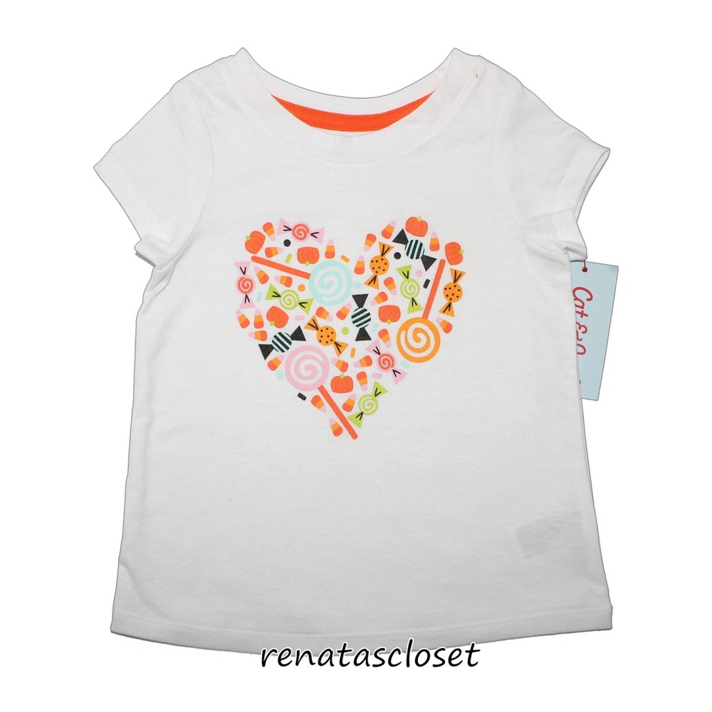 Cat & Jack Baby Girls' Halloween Candy Heart Graphic Short Sleeve T-Shirt 18m